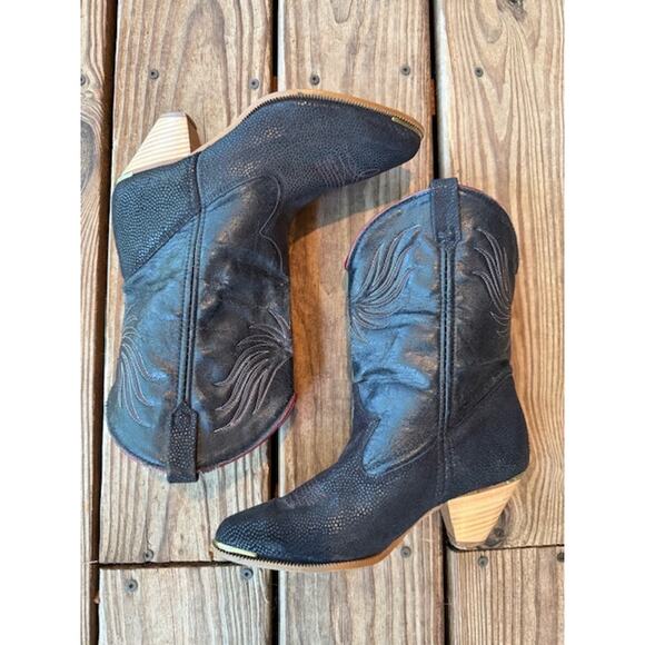 Vintage Dingo Phoenix Black Cowboy Boots Size 7 - Picture 4 of 13